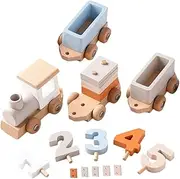Wooden Train Set Numbers Toys for Toddlers Early Educational Learning Toy