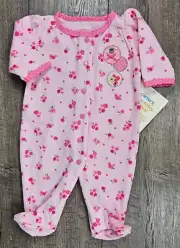 Baby Girls Clothes New Vintage Carter's Newborn Terry Cloth Pink Footed Outfit