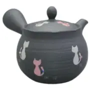 Teapot Kyusu Tokoname - HAKUYO - Black - 300 ml cc - Ceramic Mesh - Cat