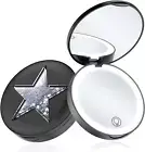 10X Magnifying Compact Makeup Mirror with Led Light Mini Portable Hand Pocket Fo