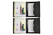 2PK Marbig Pro PP A4 Compendium 6-Pocket Organiser w Notepad Pen Holder Black
