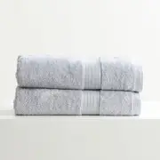 Renee Taylor Stella 650 GSM Super Soft Bamboo Cotton 2 Pack Bath Sheet Silver