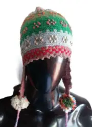 Unisex Handmade Chullo Sheep Wool Hat Andean Floral Design