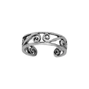 Sterling Silver Multiple Reverse Spirals Toe Ring adjustable size | Made In USA