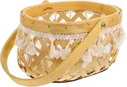 Luxshiny Woven Flower Basket for Weddings Multipurpose Floral Organizer Compact Decorative Storage Basket for Home Garden Party Stylish Rustic Design for present Packaging