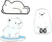 [ZENRUIMING] 3 Pcs Cartoon Cute Polar Bear Enamel Pins, Polar Bear Protection Awareness Zinc Alloy Lapel Pins, Men's and Women's Clothes Backpack Hat Accessories, One size, Metal, no gemstone