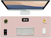 Desk Pad Protector Office Desk Mat, Dual-Sided Large Mouse Pad, Waterproof Desk Blotter Protector, Ideal for Large Mouse Pad and Small Desk Mats on Top of Desks (Pink, 23.6"x13.8")