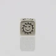 Small Smiley Face Sun Block Bead Charm - Sterling Silver Jewelry Making Crafting