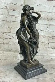 Handcrafted Mother and Daughter Classic Victorian Artwork Bronze Sculpture Statu
