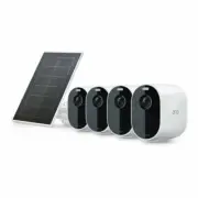 4 Pack Arlo Essential Wireless Spotlight Security Cameras + 1 Solar Panel, NEW