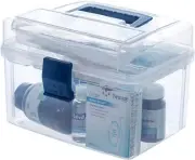 First Aid Clear Bin, Portable Emergency Kit w/ Blue Quick Access Top Lid Flap