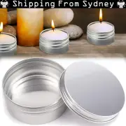 50pcs 10ml Aluminium Empty Cosmetic Pot Lip Balm Jar Tin Container Silver Box AU