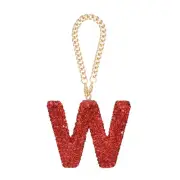 Bling Car Letter Charm, Initial W Letter Hanging Ornaments for Bag Cup, Red