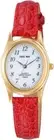 Citizen Q & Q Solar Leather Belt Aa95-9918 Ladies White �~ Red
