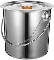 BESPORTBLE Multi Use Stainless Steel Firewood Bucket with Lid Extra Thick Container for Camping Hiking and Outdoor Activities Capacity Firewood Adding Bucket for Wood Block Storage