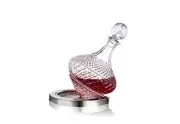 Top Shelf Spinning Wine Decanter with Lid, Unique Crystal Glass Wine Decanter