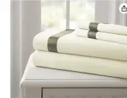 Amrapur Queen Size 4 Piece Sheet Set Linen/Taupe 10400BDG-LNT-QN