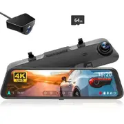 Front,Rear view Dash Camera with Smart Full Touch Screen,1080P crystal-clear video quality,64GB Card,WDR,Night Vision