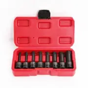 8 Pcs SAE Standard 1/2 In Drive Impact Socket Set Hex Bits Long Air Allen Drive