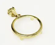 14k solid Yellow gold 4-Prong Bezel Frame for 1 oz Gold Australian Lunar Tiger