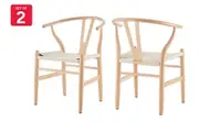Set of 2 Matt Blatt Hans Wegner Wishbone Chairs Replica (Oak Wood/Natural)