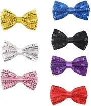 [CENZICOM] Sequins Adjustable Bow Tie, Bright assorted colors for Fancy Costume Party Accessory,Set of 7