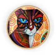 Retro Cat Art Abstract Style Print Wall Clock Gift for Pet Lovers Cat Lady
