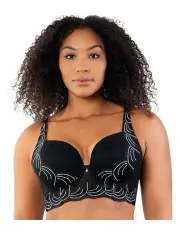 [Parfait] Pearl Underwire Longline Plunge Bra in Black