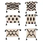 Throw Pillow Cover with Tassels Washable Elegant Decorative Zippered Cushion