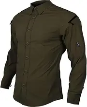 [EMERSONGEAR] Blue Label Zip Triple Tech Tac-Shirt,Quick Dry Wrinkle Free Travel Shirts Outdoor Long Sleeve Button Down Shirt