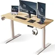 USOR Electric Standing Desk Adjustable Height 160cm x 60cm Computer Desk Sit Stand Ergonomic Home Office Desk Memory Preset Table with Whole-Piece Desktop (White Frame + Oak Desktop)