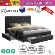 Artiss Avio King Double Queen Size Bed Frame Fabric Storage Drawers