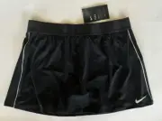 Nike Black Skort LARGE Court Dri FIT Flex Skirt White Piping Tennis SOFT Rare!