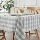 Checkered Square Tablecloth Waterproof Spillproof Wrinkle Resistant Heavy Weight