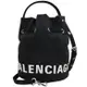 BALENCIAGA 巴黎世家 619458 品牌電繡LOGO帆布迷你水桶包.黑