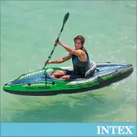 在飛比找momo購物網優惠-【INTEX】挑戰者K1-單人運動獨木舟/橡皮艇(附單漿+手