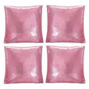 Sequin Pillow Covers,18''x18'' Set of 4 Fuchsia Pink Decorative