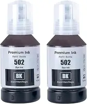 TAAUS 502 Ink Bottle - 1BK1C1M1Y, 2BK, 3Cyan, 3Magenta, 3Yellow, Sublimation Ink - for Epson ET-2700, ET-2750, ET-2850, ET-3700, ET-3760, ET-4850 (502Ink -2BK)