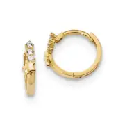 Madi K Kid's Earrings 14K Yellow Gold CZ Shooting Star Hinged Hoop