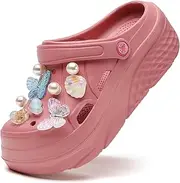 [YUKTOPA] Women's Platform Clogs Slip On Platform Sandals Comfortable Slide Garden Shoes Lady Wedge Clogs Mules