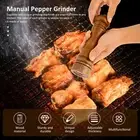 Wood Salt and Pepper Grinder Set with Spoon Coarseness Adjustable Salt ·-