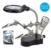 Third Hand Soldering Solder Iron Stand Holder Magnifier Helping Station Tool