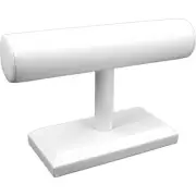 White Faux Leather T Bar Bangle Bracelet Watch Jewelry Display 7 1/2" x 4 7/8"