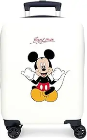 Joumma Disney Mickey Cheerlful Cabin Suitcase White 33 x 50 x 20 cm Rigid ABS Combination Lock Side 28.4L 2 kg 4 Double Wheels Luggage Hand, White, Cabin Suitcase, White, Cabin Suitcase