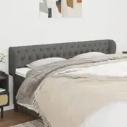Headboard with Ears Dark Grey 203 cm Fabric