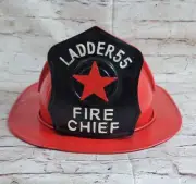 Large Fire Chief Fireman Helmet Hat Costume Firefighter Man Red Hard Metal Toy