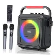 Karaoke Machine for Adults & Kids, Bluetooth Karaoke Speaker with Two Black-2
