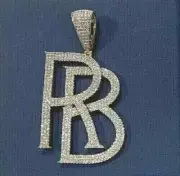 Customize Initial Letter Pendant 14k White Gold Plated RD Tester Pass Moissanite