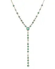 Bloomingdale's Fine Collection Emerald & Diamond Lariat Necklace in 14K Yellow Gold, 18