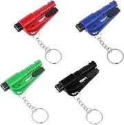 TIESOME 4 PCS Car Window Breaker Car Belt Cutter Keychain, Car Belt Cutter and Glass Breaker with Survival Whistle, Car Emergency Escape Tool, Window Breaker Applicable to All Cars 4 Color